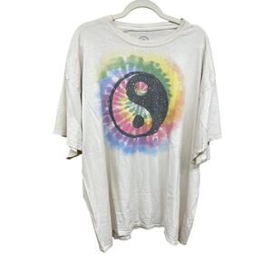 White Men's Peace Ying Yang Tie Dye Hippie Natural Life 3XL Shirt